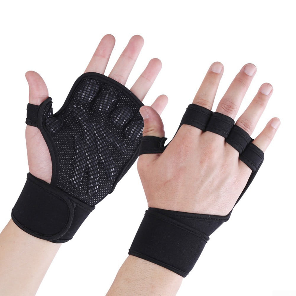 GYM WEIGHT LIFTING GLOVES FITNESS Neoprene Wrist Support Straps Size fits M/L 