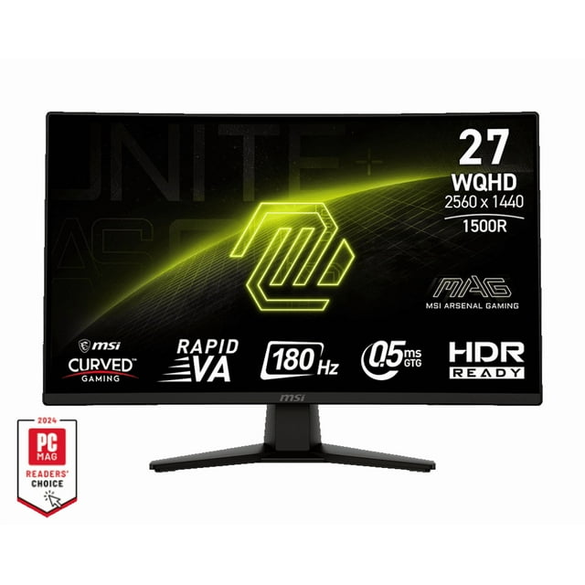MSI 27 Pouces 2560 x 1440 (QHD) 180 Hz 0,5 Ms (GTG) Incurvé 1500R VA Rapide Moniteur de Jeu Inclinaison Réglable (MAG 274CQF)