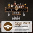 thumbnail image 3 of Homde Wine Rack Wall Mounted Wood,Alcohol Shelf with Bottle Stemware Glass Holder Rustic, Airplane Shape Multi Functional Liquor Display Storage for Home Bar (Light Brown), 3 of 8