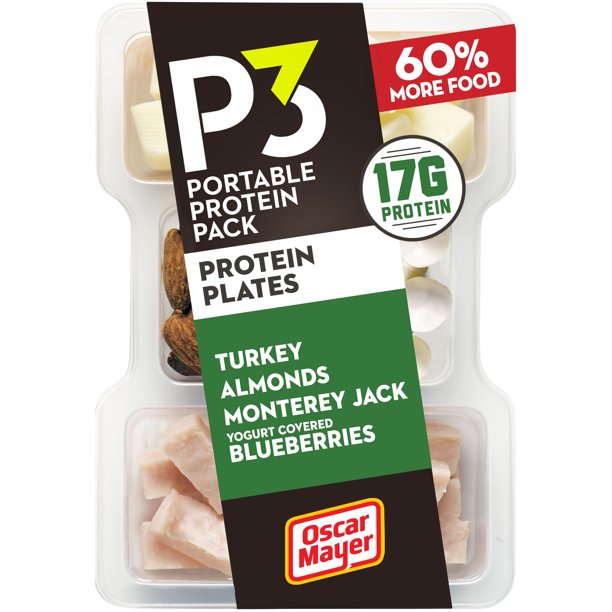 P3 Portable Protein Snack Pack & Protein Plate with Turkey, Almonds