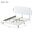 thumbnail image 6 of Homfa Queen Size Bed, Faux Leather Upholstered Button Tufted Low Profile Platform Bed Frame with Adjustable Headboard for Bedroom, White, 6 of 7
