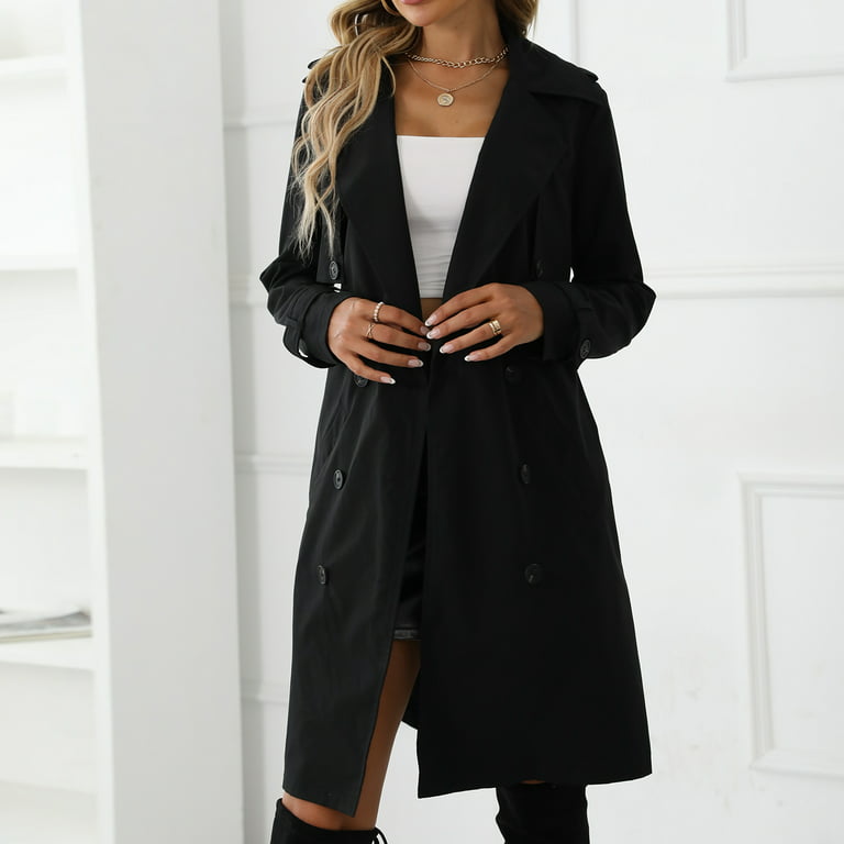 Lu's Chic Women's Double Breasted Trench Coats Dressy Thin Light