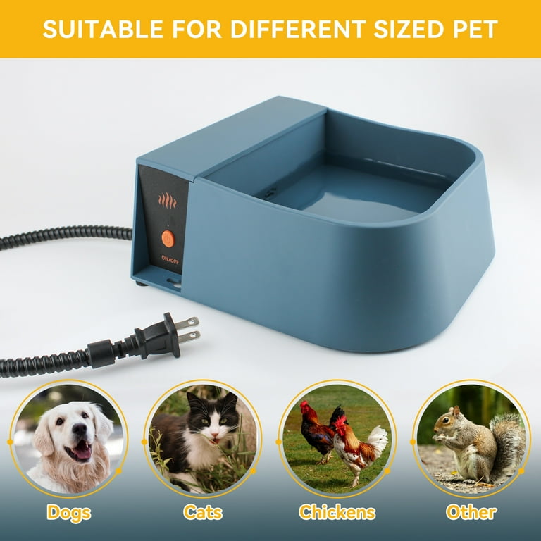 NAMSAN Pet Heated Water Bowl with Float Valve Automatic Fill Heated Dog Bowl Auto Fill Heating Chicken Waterer Thermal Bowl Automatic Water Dispenser
