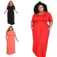 thumbnail image 2 of Yokua Plus Size Half Sleeves Women Solid High Waist Pleated Maxi Dress with Pockets, 2 of 20