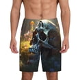 thumbnail image 3 of Lsque Flower Field Skull Mens Sleep Pajama Shorts,Short Pajama Pants, Cotton Ultra-Soft Knit-Large, 3 of 9
