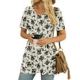 thumbnail image 3 of JuneFish Women's Summer Short Sleeve Tunic Tops Pleated Casual V-Neck Blouse, 3 of 5