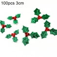 thumbnail image 2 of Visland 100pcs Christmas Clover Decoration, Mini Triple Leaf Holly Berries Embellishments Tree Ornaments Decor for Holiday Xmas Arrangement Gift Tag and Card Making (3cm/5cm), 2 of 8
