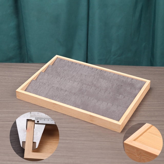 Bandeja de joyería plana de madera, organizador de caja, soporte de almacenamiento de joyería apilable, tamaño 35x24x3cm para exhibición de ventana de Estilo G Salvador Bandeja de almacenamiento de joyas
