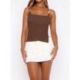thumbnail image 6 of Brown Womens Summer Casual Fitted Tank Top With Shell Bead Straps And Crinkled Jacquard Texture, 6 of 8