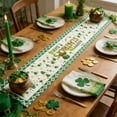thumbnail image 3 of St. Patrick's Day Table Runner, Linen Dining Table Decor with Shamrocks Print for Holiday Party(B), 3 of 6