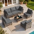 thumbnail image 2 of MRUAKA 7 Pieces Wicker Outdoor Patio Furniture Set, All Weather Yellow PE Rattan Sectional Conversation Sofa Set for Backyard,Pool,Gray, 2 of 8
