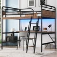 thumbnail image 3 of Bellemave Loft Bed Full Size with Desk, Metal Full Loft Bed Frame with Power Outlet and LED Lights, Heavy Duty Gaming Loft Beds with Ladder for Bedrom, No Box Spring Needed（Full,Black）, 3 of 9
