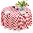 thumbnail image 2 of Gymax 2Pcs Red & White Gingham Checkered Tablecloth 90" Polyester Linen Wedding Party, 2 of 10
