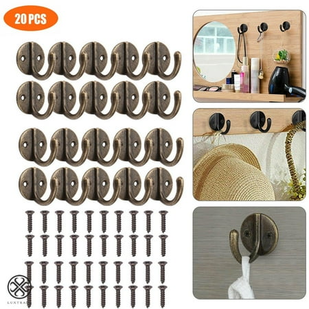 

Luxtrada 20PCS Wall Mounted Hook Robe Hooks Single Coat Hanger & 40 Pieces Screws Set for Bathroom Bedroom Laundry Room Cloakroom Bronze