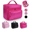 thumbnail image 1 of Portable Makeup Travel Case, Waterproof Cosmetic Organizer Case with Mirror, Foldable Toiletry Storage Bag Cosmetic Train Bag Organizer with Makeup Brushes Holder, Travel Toiletry Bag for Women, 1 of 8