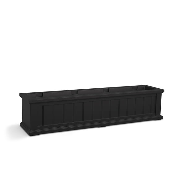 Cape Cod 48" x 11" x 11" Rectangle Black Self-Watering Plastic Window Box Planter