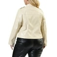 thumbnail image 3 of MODA NOVA Juniors Plus Size Zipper Pocket Faux Leather PU Motorcycle Jacket, 3 of 6