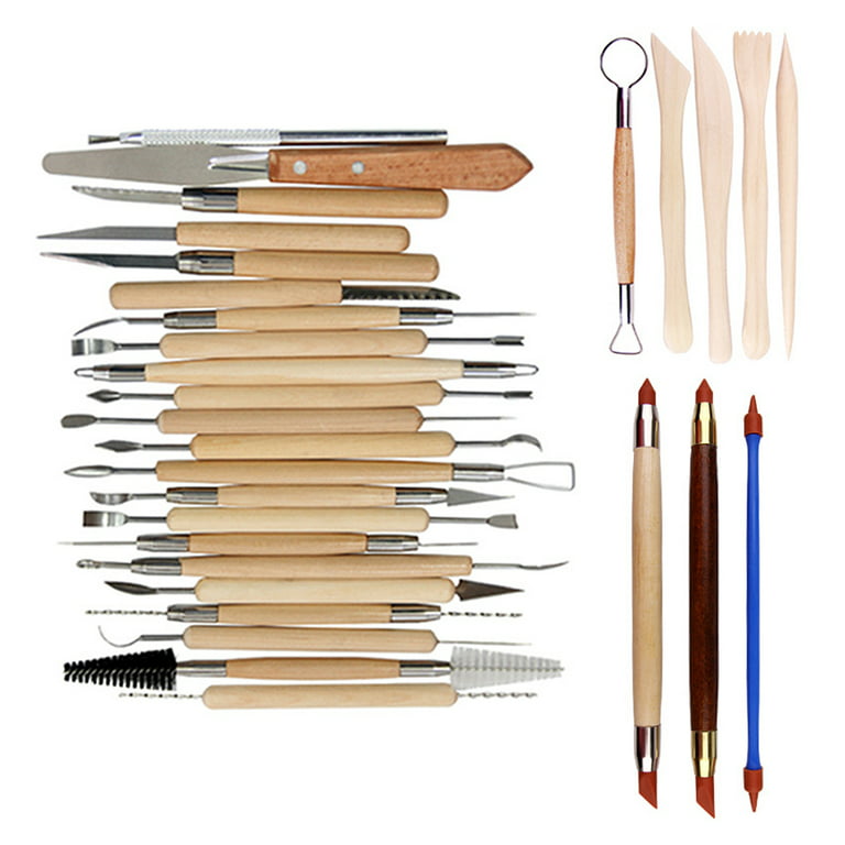 Clay Sculpting Tools Pottery Modelling Decorating Double-end Sculpture Art  Stainless Steel Portable Washable Reusable Tool 30PCS/set 