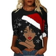thumbnail image 2 of AGWOLF Ugly Christmas Graphic Sweathsirts for Women Lightweight 3/4 Sleeve Xmas Tops Crewneck Plus Size Holiday Pullover, 2 of 5