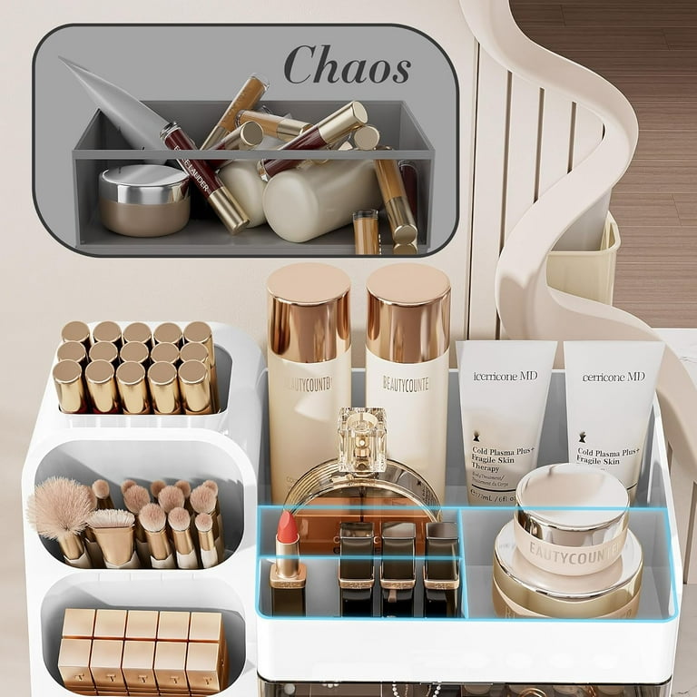 Delamu Makeup Organizer With Drawers, White photo 2