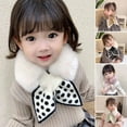 thumbnail image 2 of Children Scarf Ultra Soft Keep Warm Splicing Design Winter Sweet Dotted Cross Girls Neckerchief for Daily Wear, 2 of 8