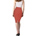 thumbnail image 2 of H&C Women Premium Nylon Ponte Stretch Office Pencil Skirt High Waist Made in The USA Below Knee, 2 of 4