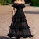 thumbnail image 2 of Vestido maxi de encaje de verano para mujer Vestido con volantes en cascada sin grapas Ahueca hacia fuera Vestidos de fiesta femeninos Club nocturno Fridja  qw563, 2 of 6