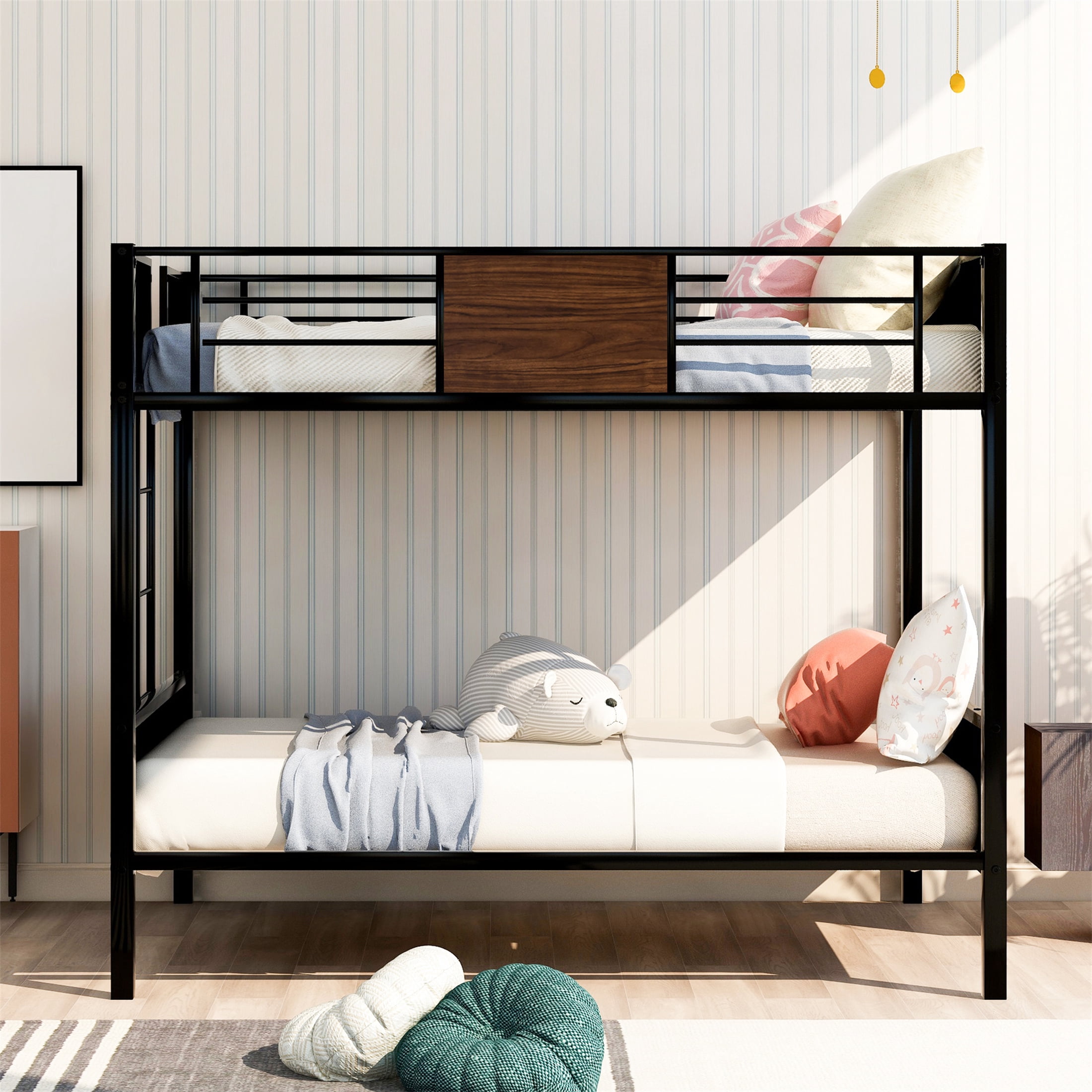Aukfa Bunk Bed Full over Full, Heavy Duty Metal Bunk Bed for Dorm Bedroom, Black