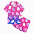 thumbnail image 6 of TOWED22 Girls Halloween Pajama Set Short Sleeve Button Down Silky Satin Girls PJS Kids Sleepwear Fall Winter Nightwear Loungewear Set for 2-13 Years(Purple,4-5 Y), 6 of 6