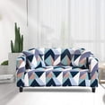 thumbnail image 2 of 1 Piece Printed Stretch Sofa Slipcover Non Slip Soft Couch Sofa Cover Washable Furniture Protector Sofa Cover with 1 Pillowcase for Armchair Loveseat Couch Sofa (Large, Triangular), 2 of 8