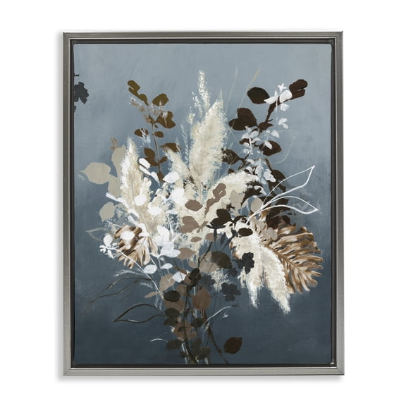 Stupell Industries Eclectic Modern Natural Floral Bouquet Gray Floating Frame Canvas Art, 17 x 21, by Design Fabrikken