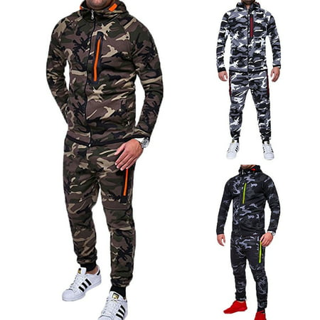 Men’s Camouflage Long Sleeve Tracksuit Fitness Tracksuit Sportswear ...