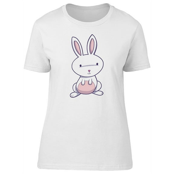 Sweet Cartoon White Bunny T-Shirt Women -Image by Shutterstock, Female Medium
