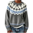 thumbnail image 2 of SeekIslan Women's Sweaters with Fair Isle Pattern Crew Neck Long Sleeve Knit Sweaters, 2 of 5