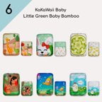 KaWaii Baby Newborn Little Green Baby Bamboo Cloth Diapers, 6 Bamboo Diapers + 12 Bamboo Inserts Eco-friendly Adjustable to fit 6-22 lbs- Playhouse