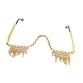 thumbnail image 5 of QccHieUs Rhinestone Glasses Frame Eyeglasses for Party Masquerade Show Festival Birthday, Gold, 5 of 6