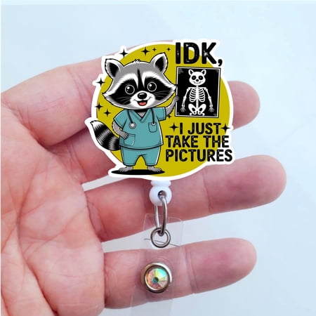 Funny X-Ray Badge Reel, IDK I Just Take The Pictures Skeleton ID Badge, Radiology Tech Badge, Radiology Tech Gift, MRI Safe Badge