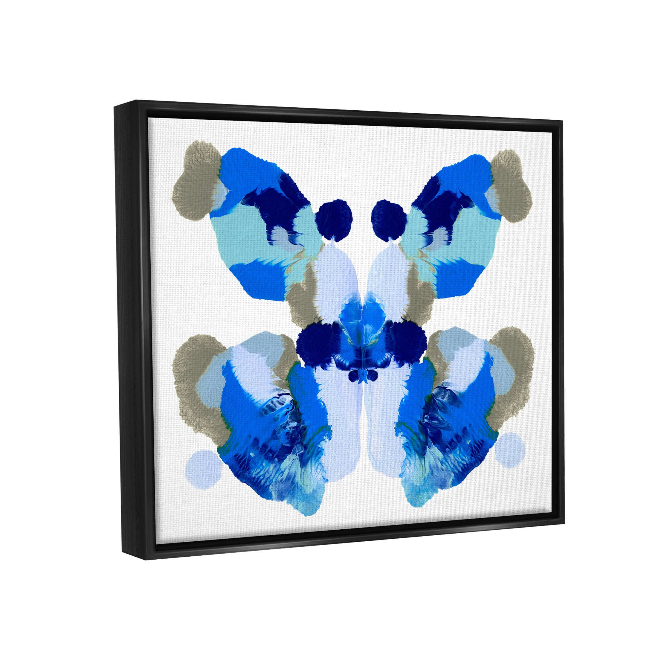 Stupell Industries Abstract Symmetrical Ink Blot Shape Graphic Art Jet Black Floating Framed Canvas Print Wall Art, Design by Emma Caroline
