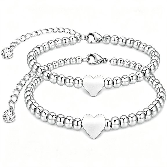 DESIGNICE First Day of Kindergarten to 2Nd Grade Matching Bracelets Mommy and Me | Back to School Heart Bracelets for Mother Daughter, Includes Gift Box and Encouragement Card