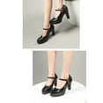 thumbnail image 5 of Nrmvnmi Women's High Chunky Platform Closed Toe Mary Shoes Block Heels Pointed Toe Strappy Dress Wedding Party Pumps Shoes Black Mothers Day Gifts, 5 of 7