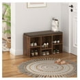 thumbnail image 2 of Shoe Storage Bench, 6 Cubbies Shoe Rack Bench with Padded Seat, Space Saving Shoe Shelf for Entryway, Living Room, Hallway, Bedroom, Brown, 2 of 8
