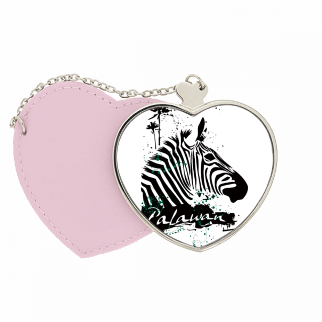 Palawan estilo tropical Zebra animal Bolsa de viaje Mirror maquillaje corazón rosa