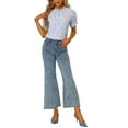 thumbnail image 2 of INSPIRE CHIC Women's Blouse Floral Ruffled Short Sleeve Ruffle Neck Casual Blouses S Sky Blue, 2 of 6