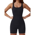 thumbnail image 1 of Charmo Women's Scoop Neck Shapewear Bodysuit Tummy Control Body Shaper Ribbed Jumpsuits, 1 of 6