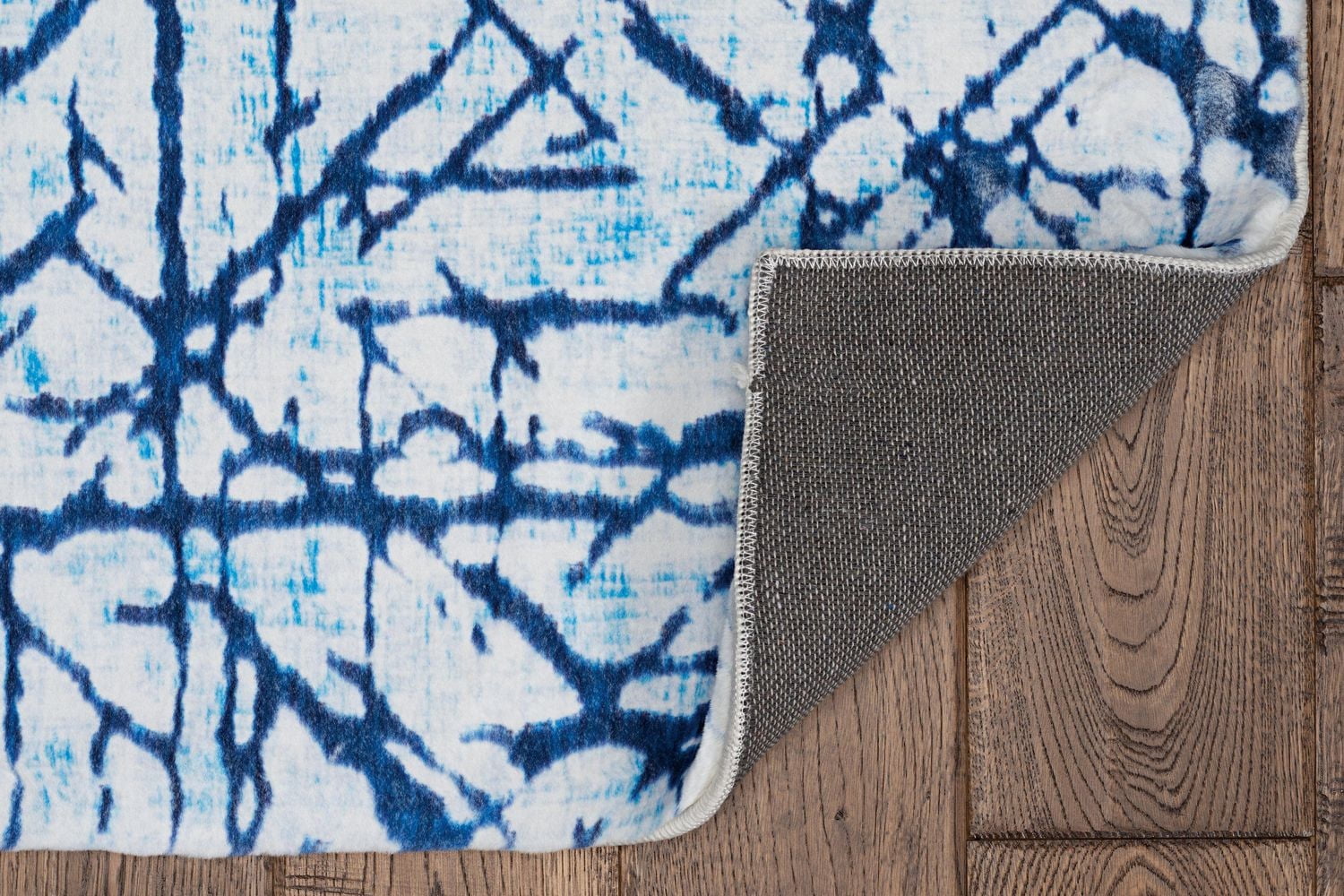 Motif Printed Faux Rabbit Ingrain Blue & White 3 ft. x 5 ft. Accent Rug