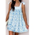 thumbnail image 5 of Women's Sky Blue Floral Print Mini Dress – Casual Summer Style with Bow Knot Straps, XL, 5 of 12