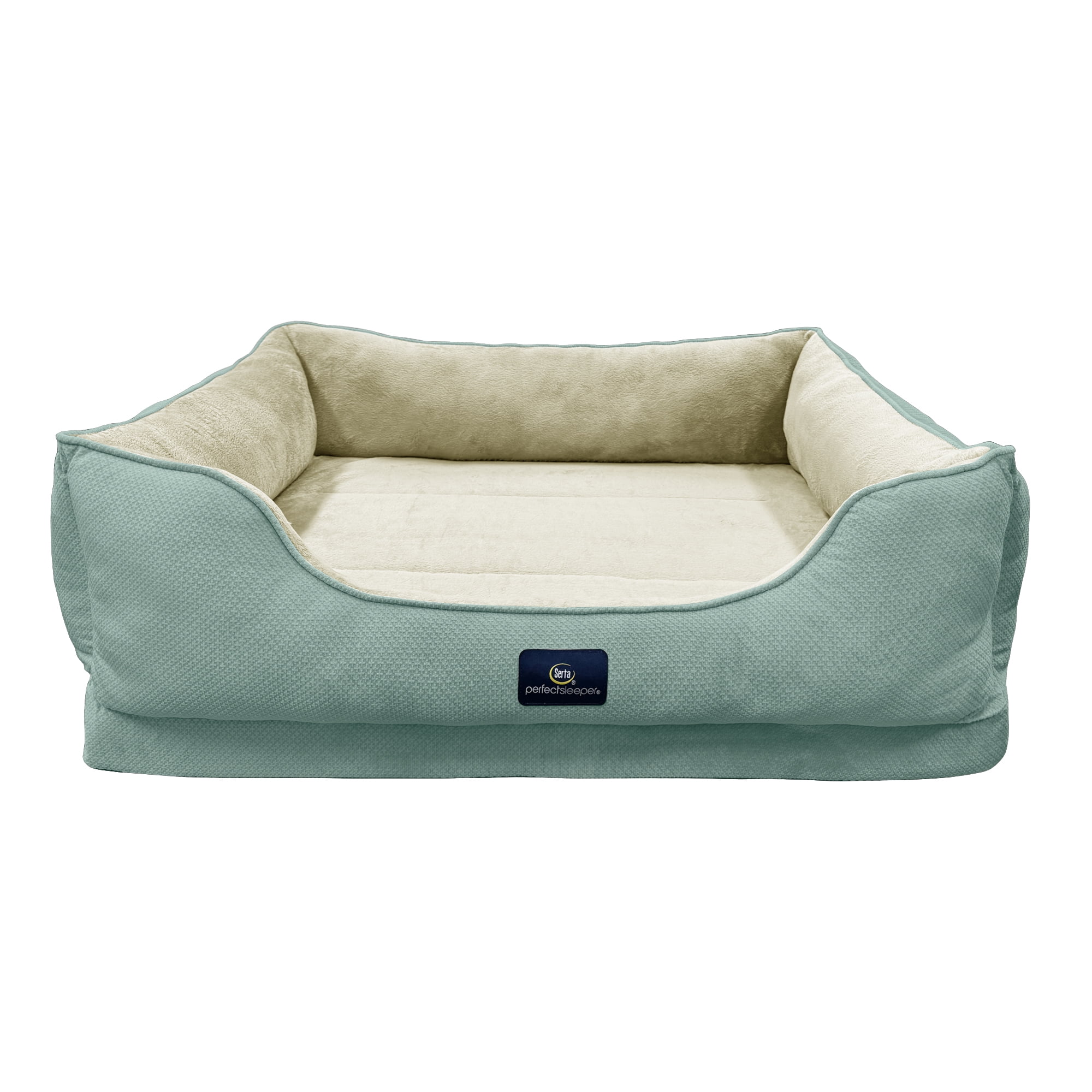 Serta Cuddler Bolster Cat & Dog Bed, Blue, Large
