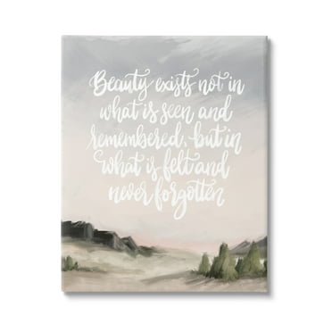 Stupell Industries Beauty is Never Forgotten Quote Minimalistic Rural Landscape ,36 x 48, Design by House Fenway