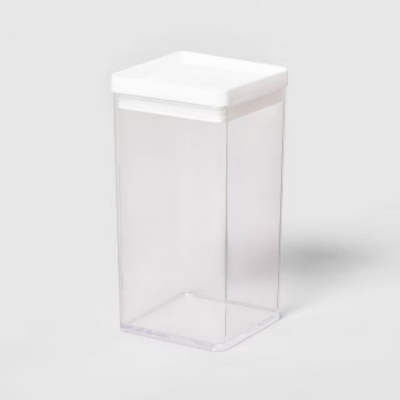 5.8c Tall Square Plastic Food Storage Container - Brightroom: Stackable Jar, 47oz Capacity, Hand Wash Only