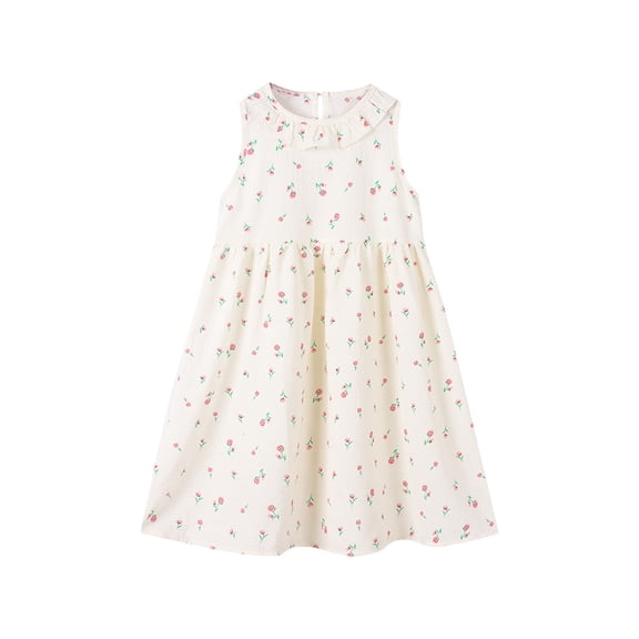 Tranfacy Dress for Girls Summer Floral Print Sleeveless Round Neck Princess Style